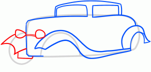 Oldtimer-Automobil 2 zeichnen lernen schritt für schritt tutorial 4