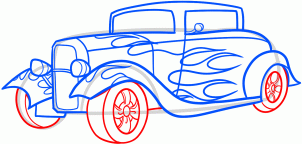 Oldtimer-Automobil 2 zeichnen lernen schritt für schritt tutorial 7