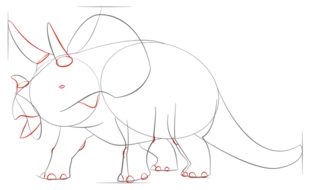 Dinosaurier - Triceratops zeichnen lernen schritt für schritt tutorial 6