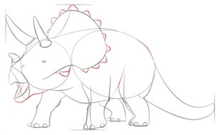 Dinosaurier - Triceratops zeichnen lernen schritt für schritt tutorial 7