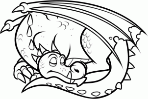 Drache - schlafend 2 zeichnen lernen 9