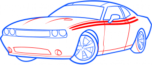 Dodge Challenger zeichnen lernen schritt für schritt tutorial 7