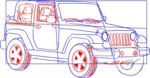 Jeep Wrangler zeichnen lernen schritt für schritt tutorial 4