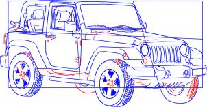 Jeep Wrangler zeichnen lernen schritt für schritt tutorial 5