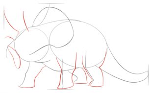 Dinosaurier - Triceratops zeichnen lernen schritt für schritt tutorial 5