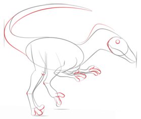 Dinosaurier -  Velociraptor zeichnen lernen schritt für schritt tutorial 5