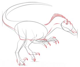 Dinosaurier -  Velociraptor zeichnen lernen schritt für schritt tutorial 6