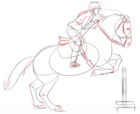 Springendes Pferd zeichnen lernen schritt für schritt tutorial 6