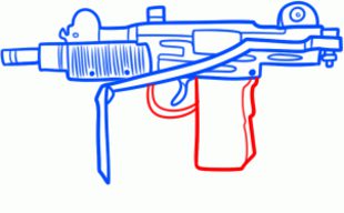 Maschinenpistole UZI zeichnen lernen schritt für schritt tutorial 6