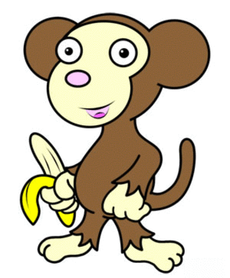 Affen mit Banane zeichnen 10
